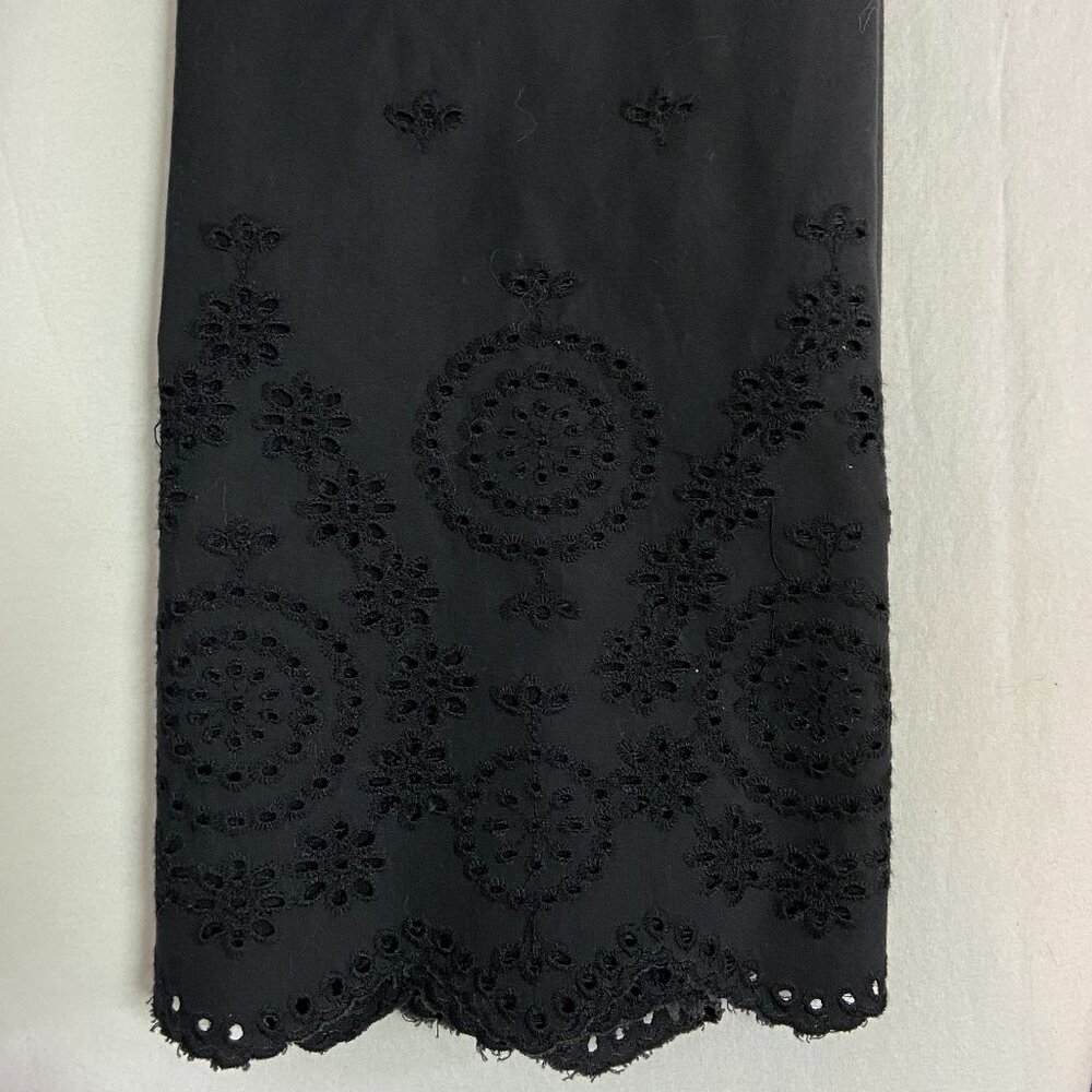 Banana Republic Black Cotton Eyelet Scalloped Hem Pencil Mini Skirt Lined 0 - Picture 6 of 10